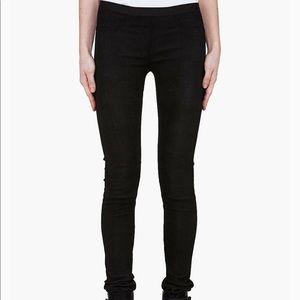 Helmut Lang Black Suede Leather front leggings